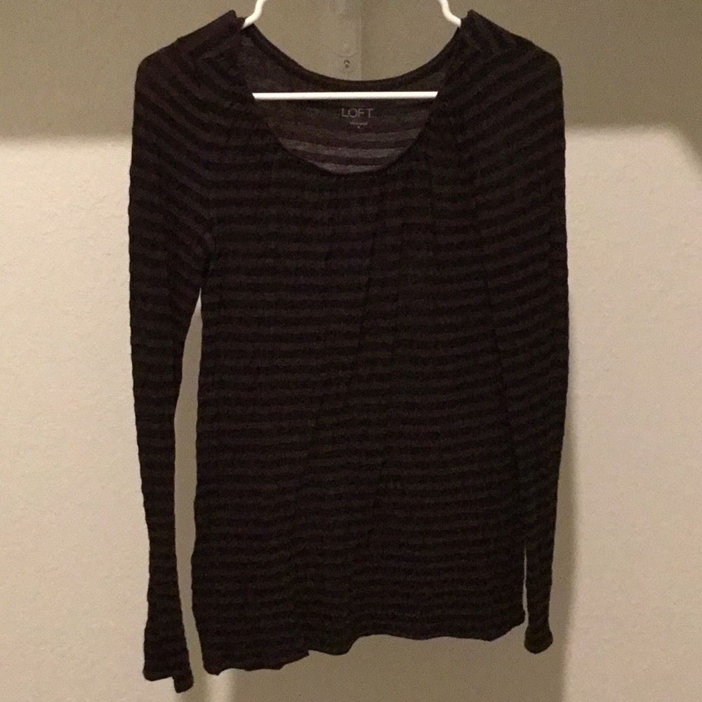 LOFT maroon stripped long sleeve